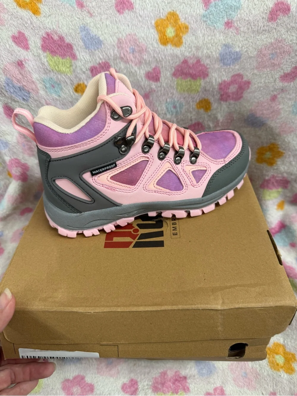 Kids Waterproof Pink & Gray Rain & Snow Boots